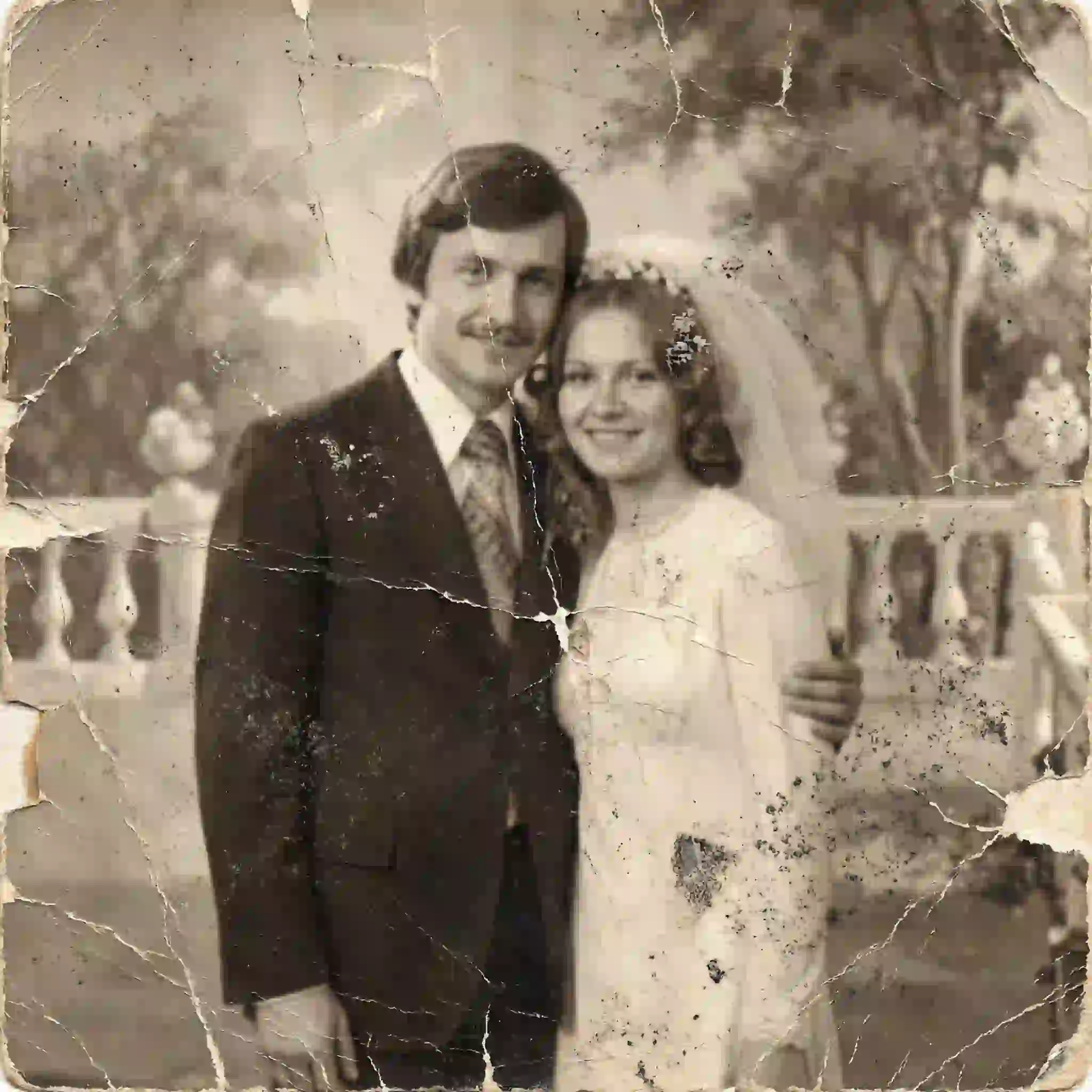 Stare, zniszczone zdjęcie ślubne