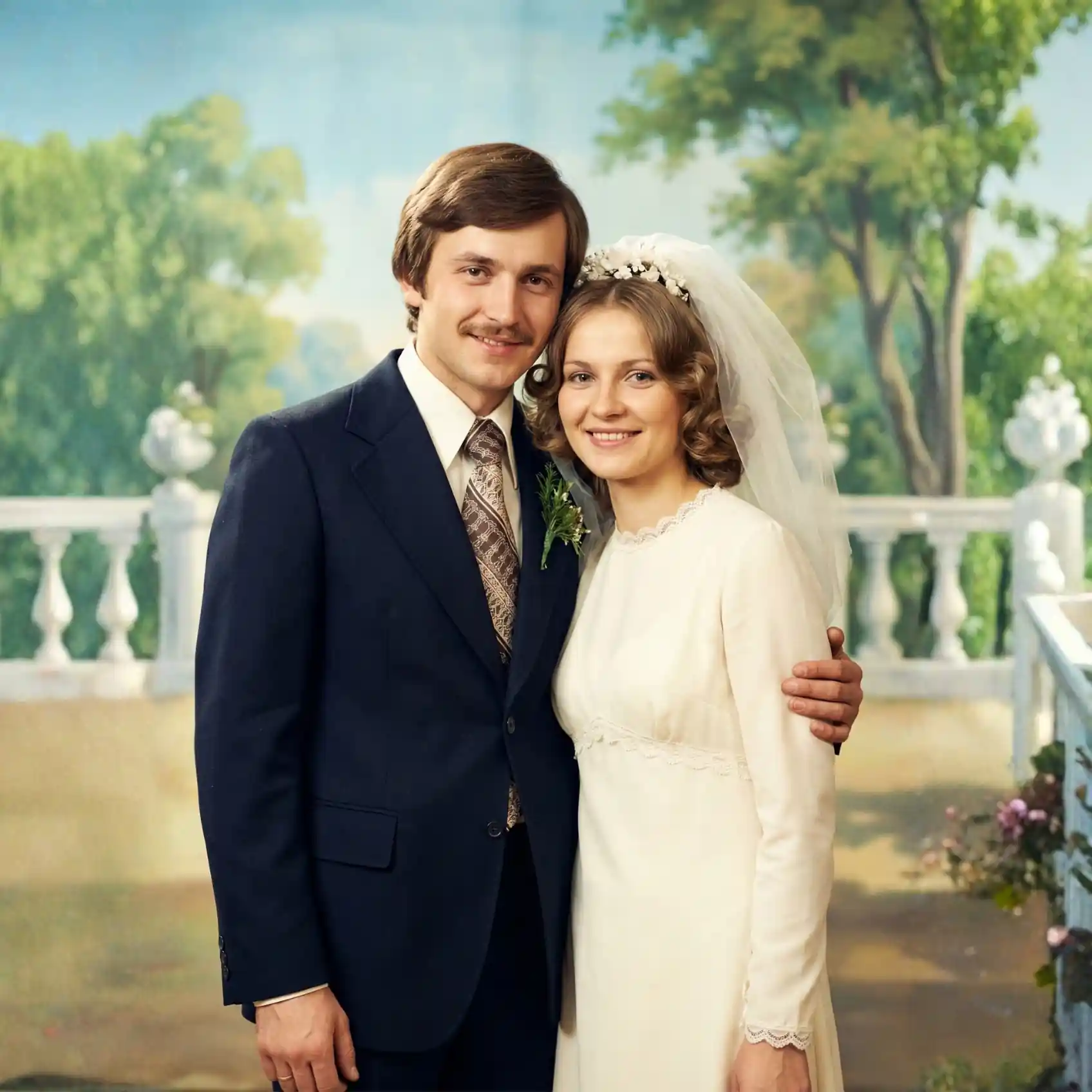 Odnowione zdjęcie ślubne w pełnych kolorach