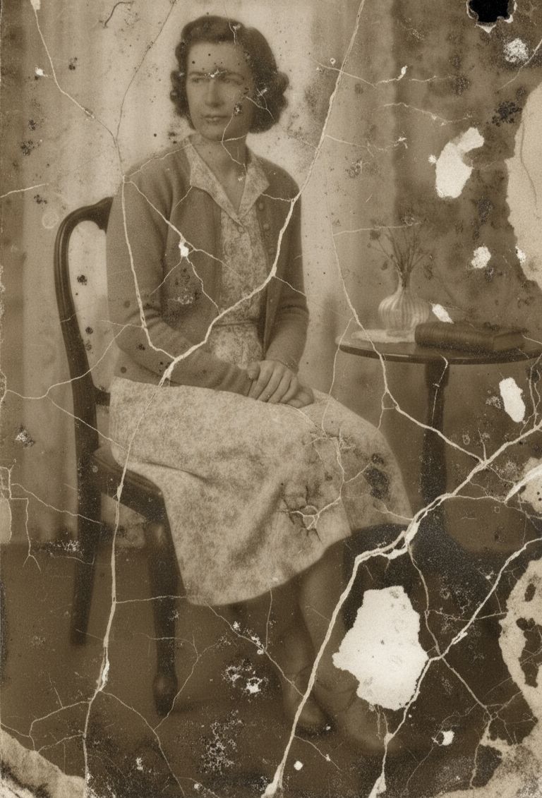 Zniszczone zdjęcie portretowe – przed renowacją