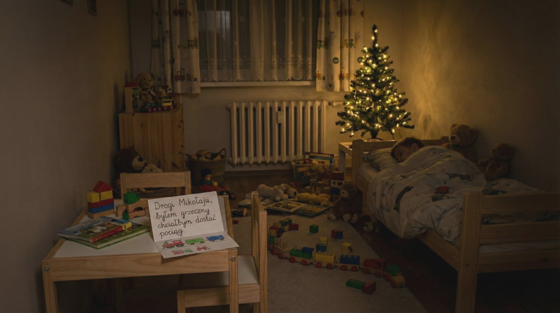 Magiczny film: Mikołaj wchodzi do pokoju i zabiera list Twojego dziecka