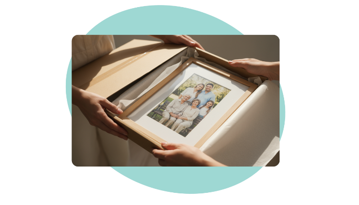 Rozpakowywanie oprawionego zdjęcia